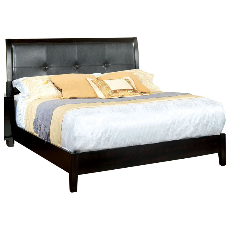 Aniylah Vegan Leather Sleigh Bed, King