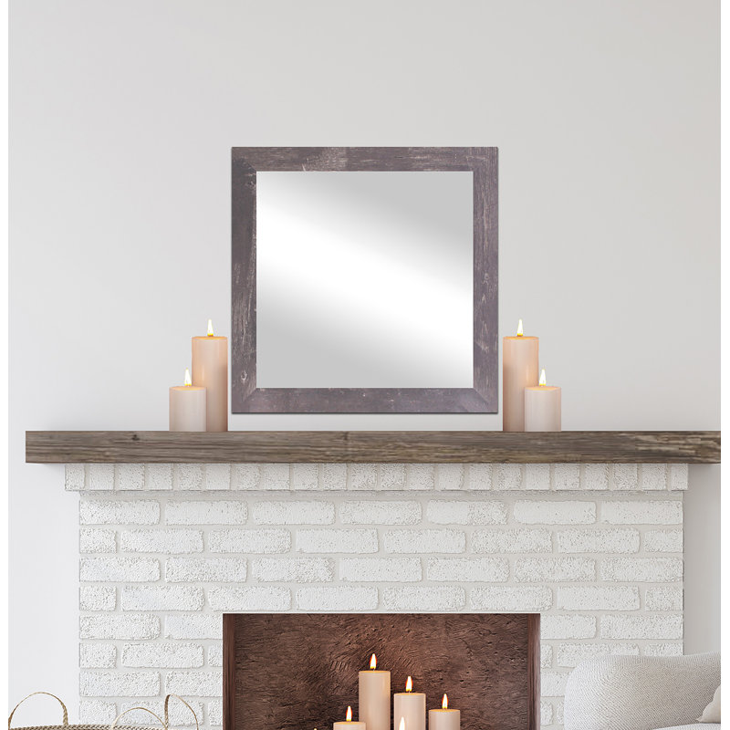 Dematteo Wood Flat Mirror, 39.5" H x 39.5" W, Harvest Brown