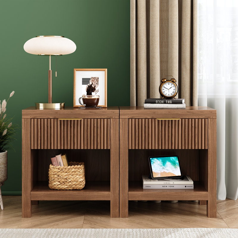 Latitude Run 19.69" Tall 1-Drawer Nightstand Set of 2