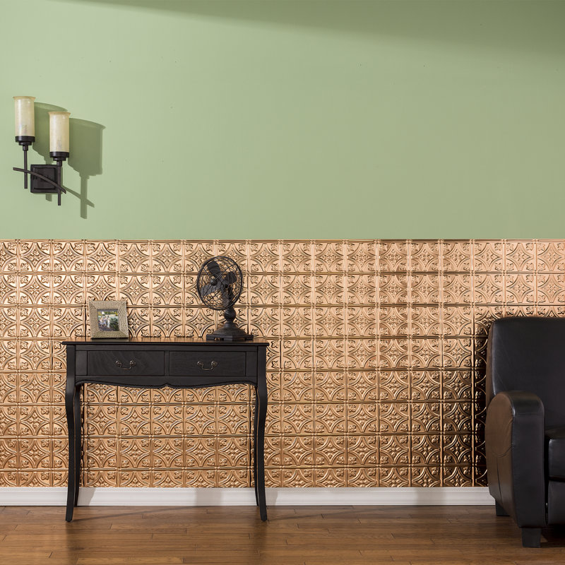 FASÄDE Traditional Style/Pattern 1 Decorative Vinyl 4'X8' Wall Panel, Polished Copper
