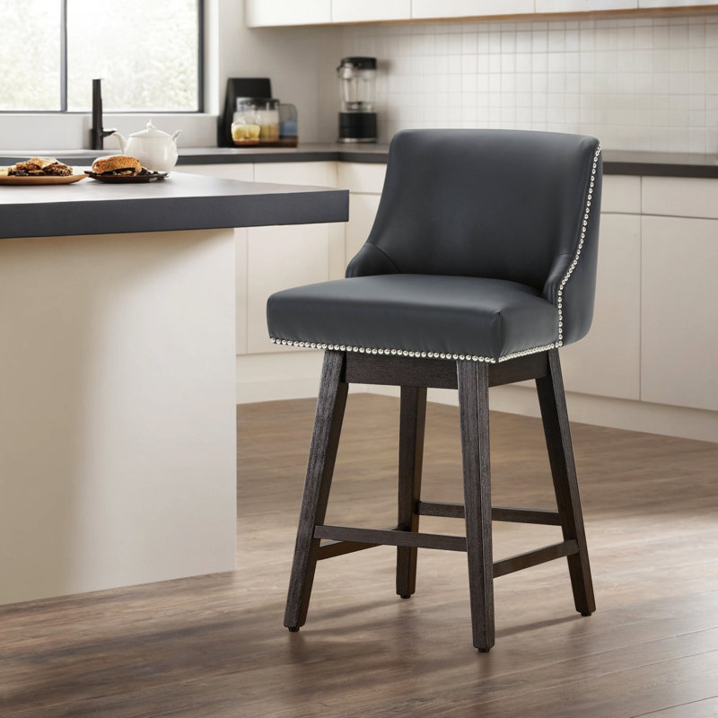 Tabouret de comptoir pivotant 26 po Shurma, Noir, H 36 po x l 19,7 po x P 22 po