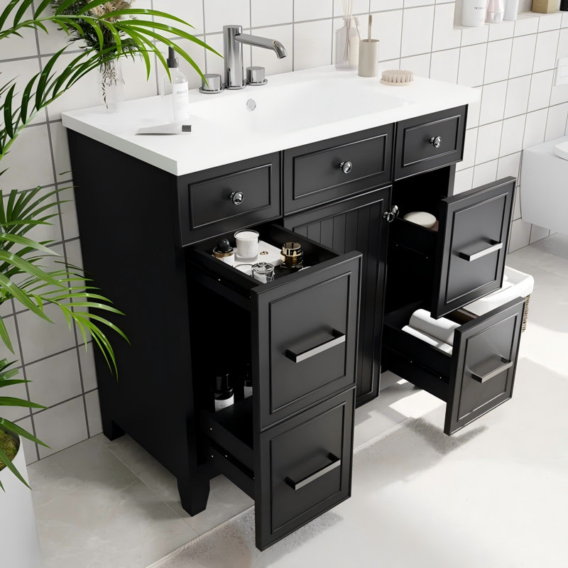 Ensemble de meuble-lavabo simple 36 po, Noir