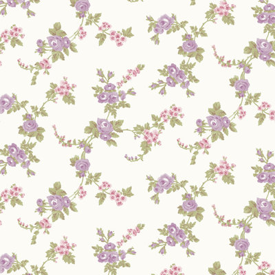 Rouleau de papier peint à motif floral rose 32,7 pi x 20,5 po Willingford