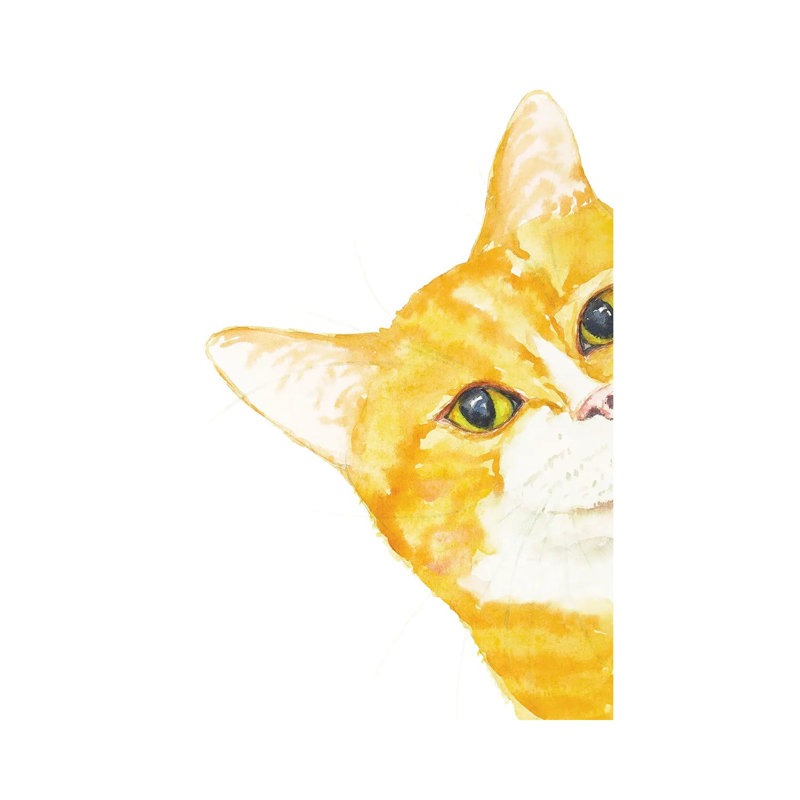 «Peeking Orange Cat» par Alexey Dmitetchich Shmyrov - peinture sur toile tendue, H 26 po x l 18 po x 1,5 po