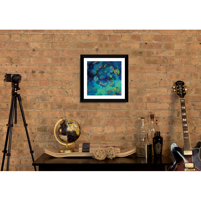 « taïwan blue » par iris scott, H 16 po x l 16 po x P 1 po, Papier encadré noir