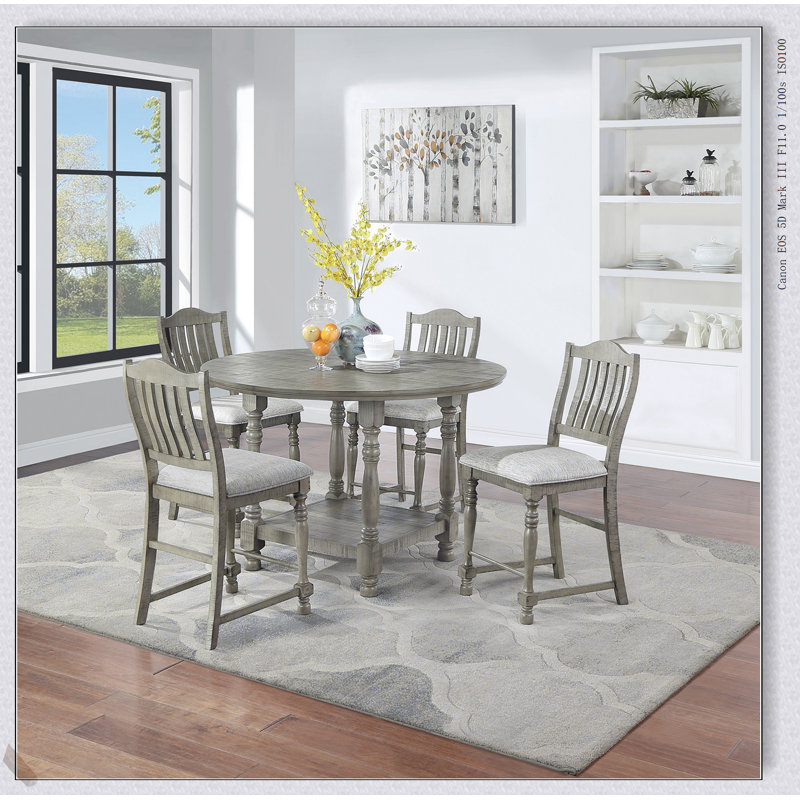 Contemporary Light Grey Counter Height Dining Set with Plush Upholstered Seats and Spacious Table, Perfect for Modern Dining Rooms
