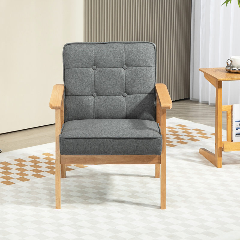 Chaise d'appoint, fauteuil rembourré avec dossier capitonné, gris