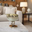 Chery Decorative Bowl, Open Ring Design, Silver Finish, Cream Glass 10 Inch