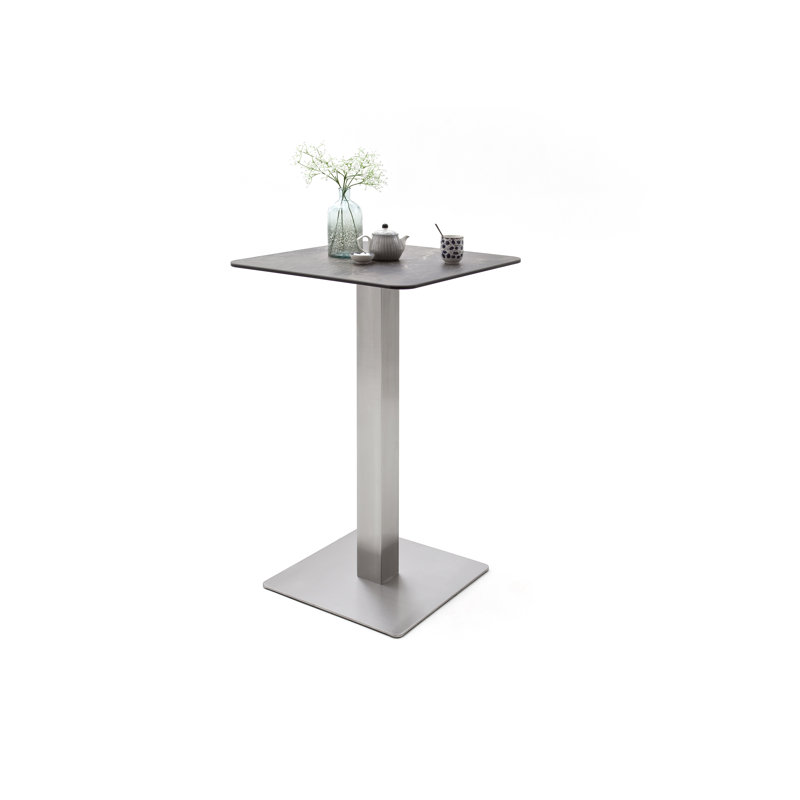 Michaella Glass Top Metal Base Dining Table, Mocha ceramic