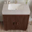 Meuble-lavabo autoportant contemporain Elara 30 po en pierre frittée avec comptoir en pierre frittée, lavabo en céramique et rangement intégré-135784684