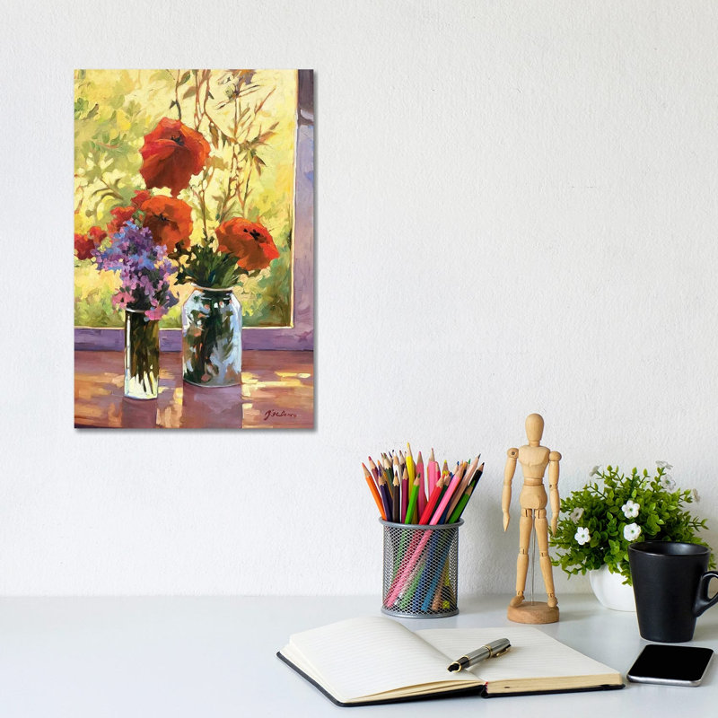 Floral Still Life Poppies 1 Piece Wall Art on Canvas, 30.48 cm H x 20.32 cm W x 1.905 cm D, Does Not Apply
