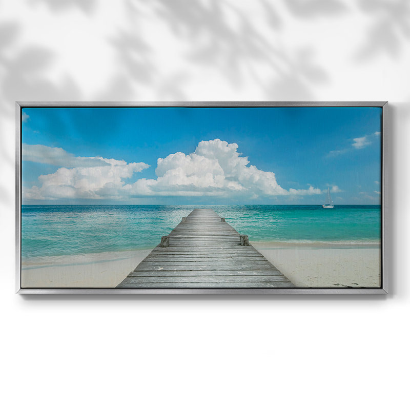 Infinity Pier - Toile tendue avec châssis encadré - Prêt à accrocher, Argent argent, H 21 po x l 41 po