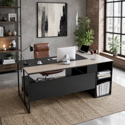 L-Shaped Executive Desk, Large Modern Office Table With Drawers & Storage Cabinet, Heavy Duty Wooden Executive Table With CPU Stand, 350 LBS Load Capacity, Easy Assembly, For Work Study Writing