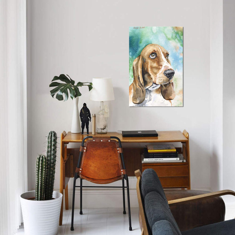 « basset i », reproduction sur toile, H 60 po x l 40po x P 1,5 po, Toile tendue, Pas de tapis