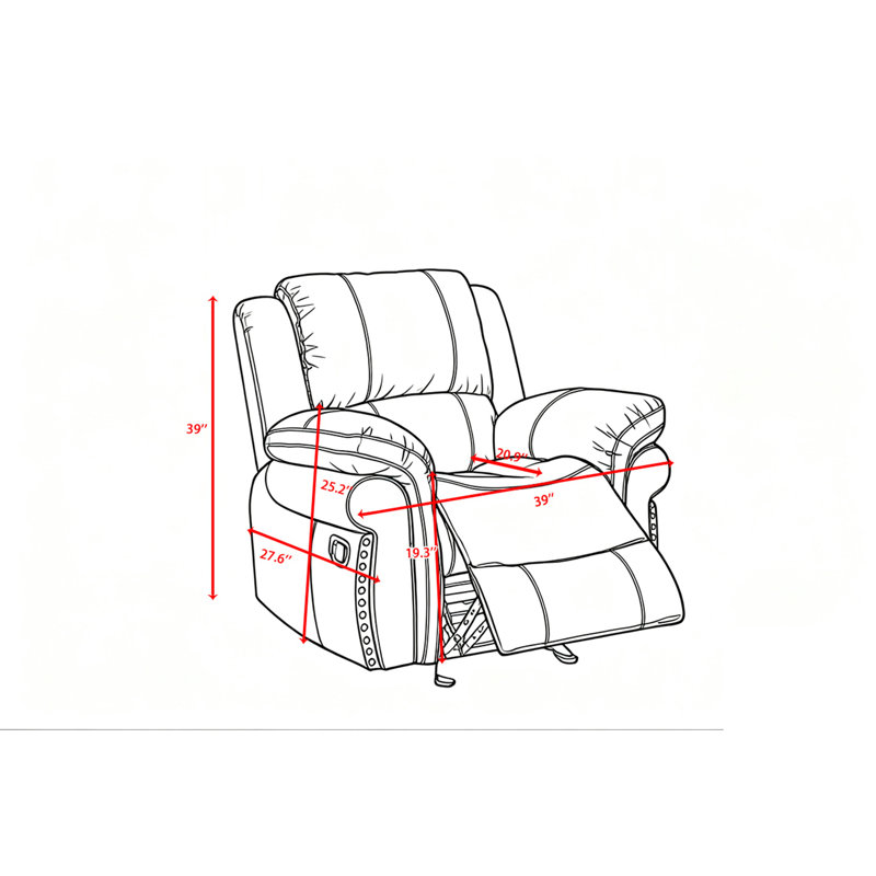 Fauteuil inclinable manuel 39 po Classic, Noir