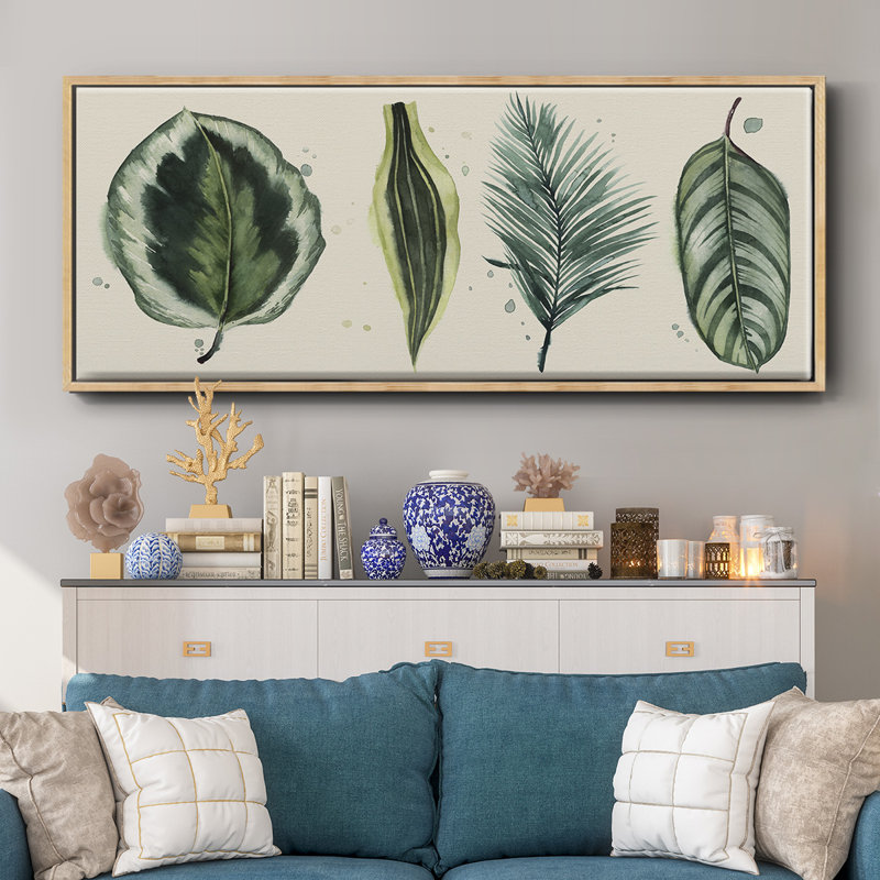 Palm Line- Framed Canvas, 24" H x 60" W