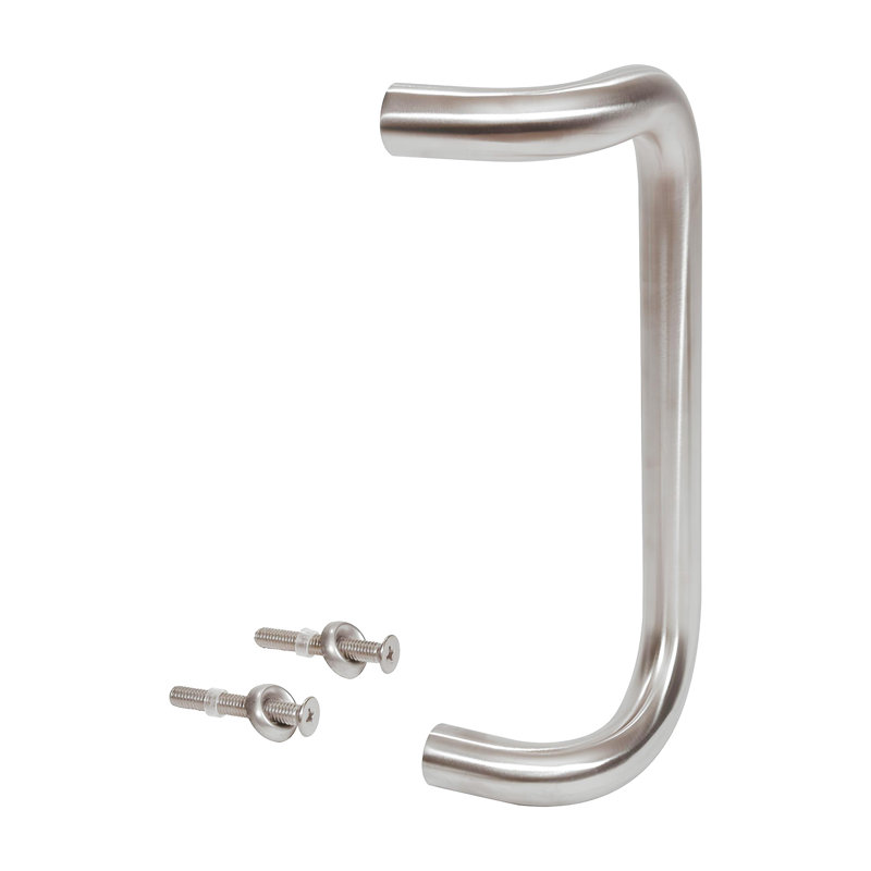 Poignée à tirer unie, longueur 9 po, fixation de centre à centre de 8 po de diamètre, matériau en aluminium, finition en acier inoxydable brossé