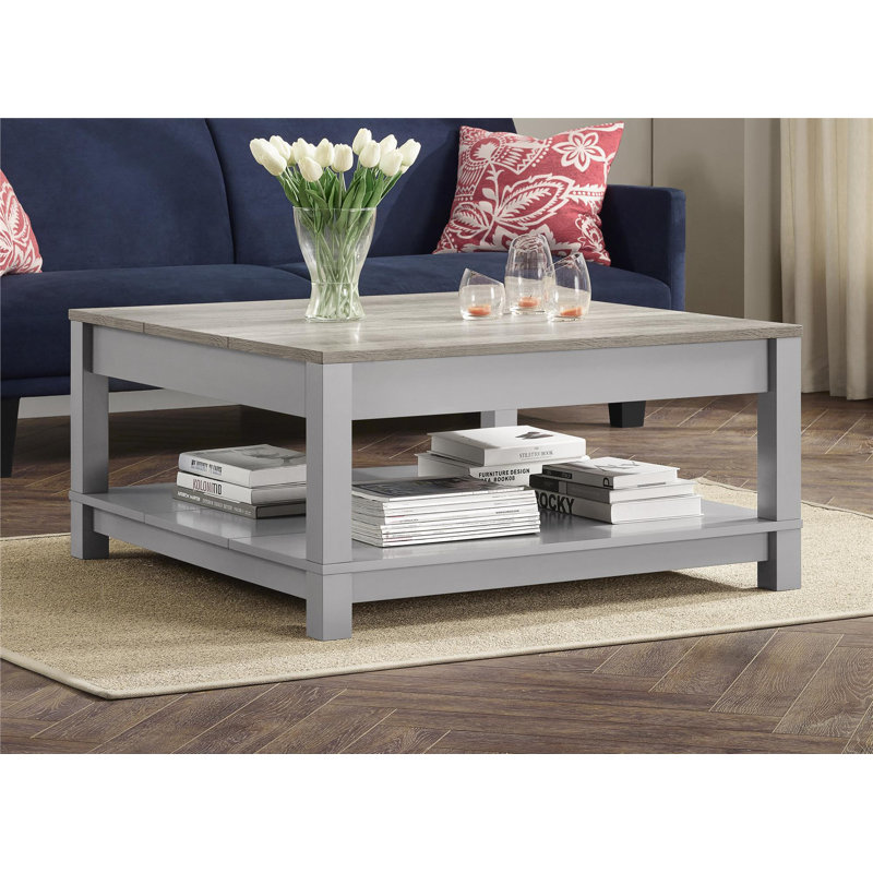 Cassel Four Leg Coffee Table with Storage, Grey
