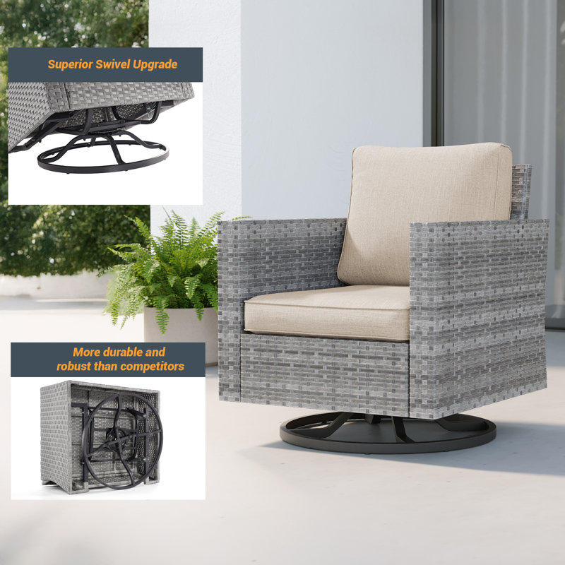 Ensemble de conversation avec fauteuil berçant et pivotant pour 5 personnes Sharbil, Beige, Grey