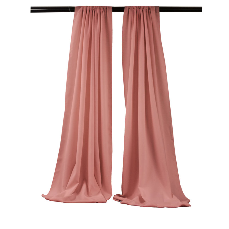 Paire de rideaux semi-transparents en polyester Angiens, Vieux rose
