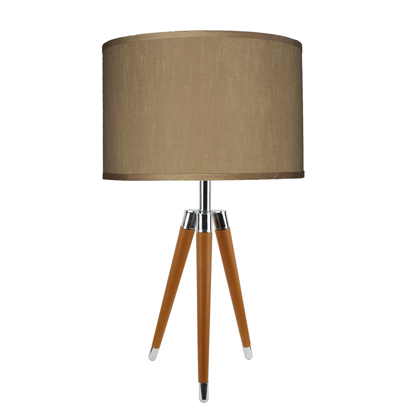 Lampe de table à trépied 27 po Linco, Soie taupe, Chameau