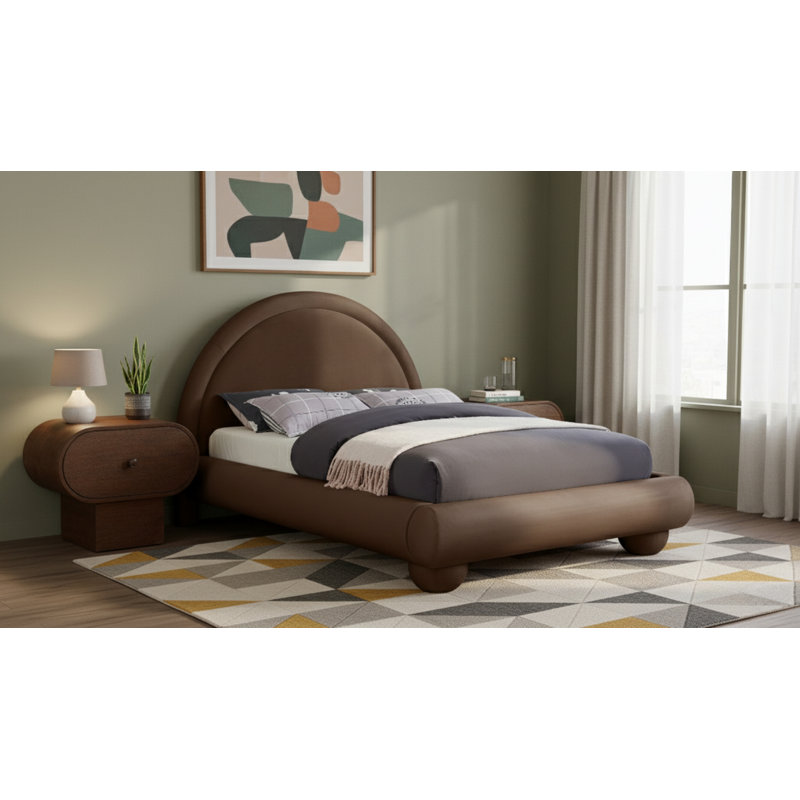 Madrid Velvet Bed, Full / Double, Brown Velvet