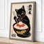 Beckoning Noodle Cat Japandi - Wrapped Canvas-1480478373-1480478398