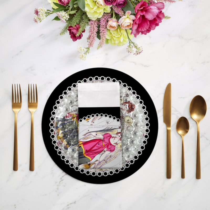 Zodiac Virgo Cotton Sateen Dinner Napkins, Black