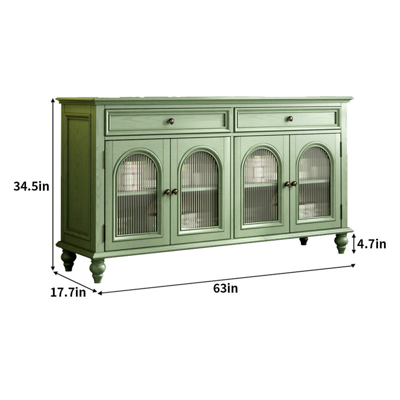 Elegant & Exquisite Solid Wood Green Sideboard