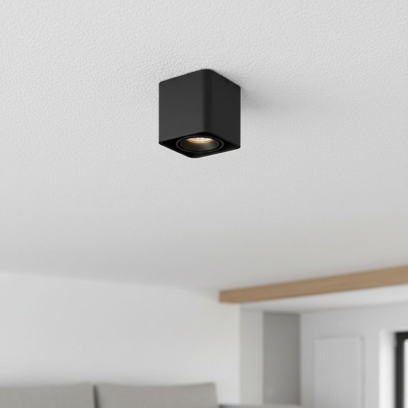 Flush Mount, 10cm H x 10cm W x 10cm D, Black