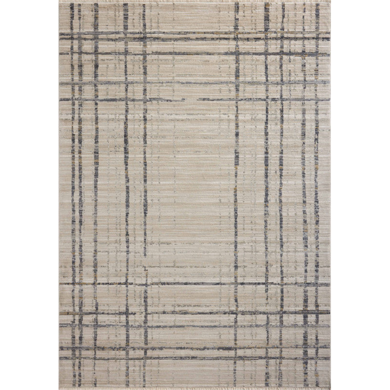 Tapis beige / minuit Marlia, Tapis de couloir 2 pi 6 po x 10 pi