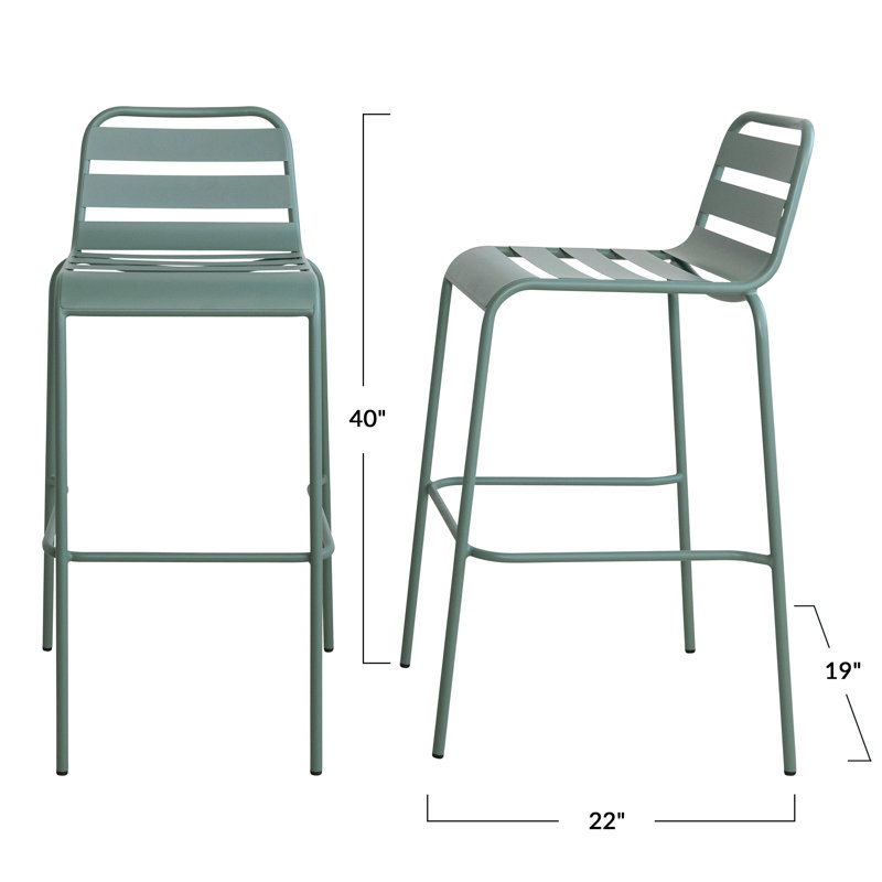 Tabouret de bar intérieur / extérieur à lattes en métal