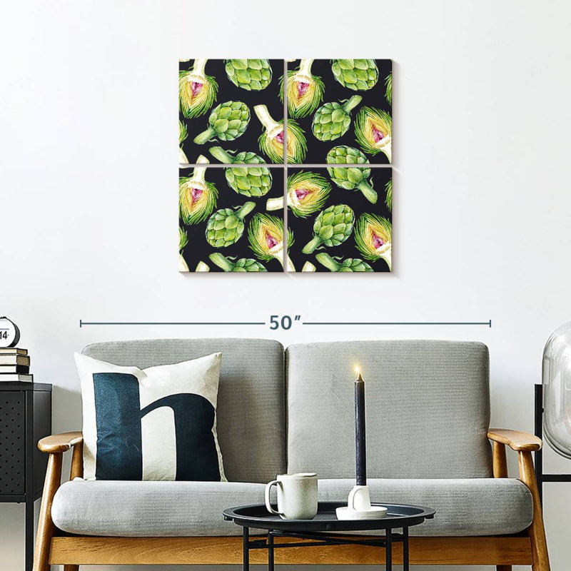 Yarlin Artichokes On Black, 26" H x 26" W