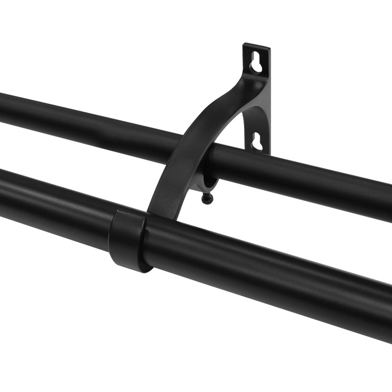 Ensemble de tringle à rideaux double 1 "avec fleurons carrés en cristal, 36" - 72", Noir, noir, noir, noir