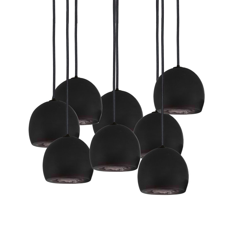 8 - Light Dimmable Dome Chandelier, 60" H x 24" W x 24" D, Black, Matte Black