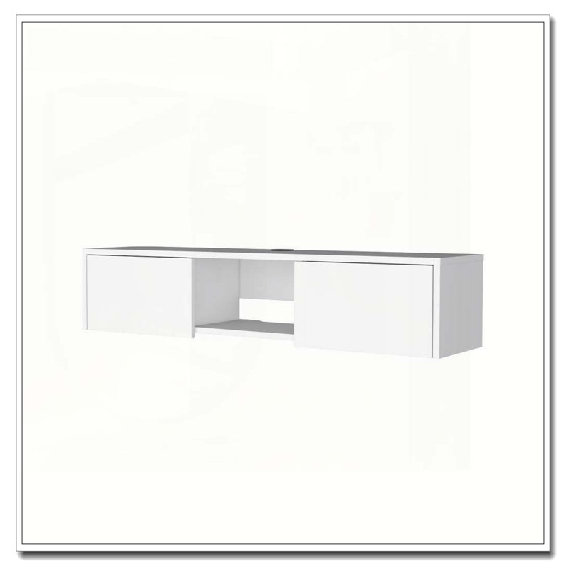 Meuble télé blanc flottant à 2 portes