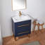 Meuble-lavabo simple 24 po en bois bleu avec plateau en céramique