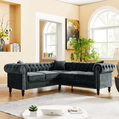 Lareina 130"" Velvet Rolled Arm Sofa -  Darby Home Co, BDD05E51958E4FC7BCECED5098F00AA3