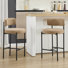 Ensemble de 4 tabourets de bar rembourrés de 68 cm (26,8 po) avec dossier incurvé et siège moderne en chenille kaki.