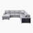 Meserve 121" Contemporary Square Arm Boucle Sectional with Pull-Out Bed-194444023-194030264