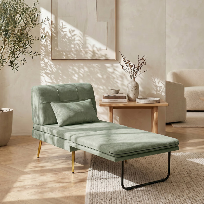 3-in-1 Convertible Folding Sleeper Accent Chair with Accent Pillow, Green