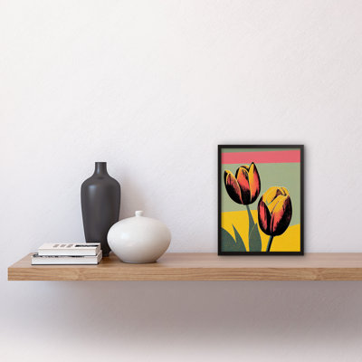 Bright Silkscreen Tulip Blooms Stencil - Single Picture Frame Print