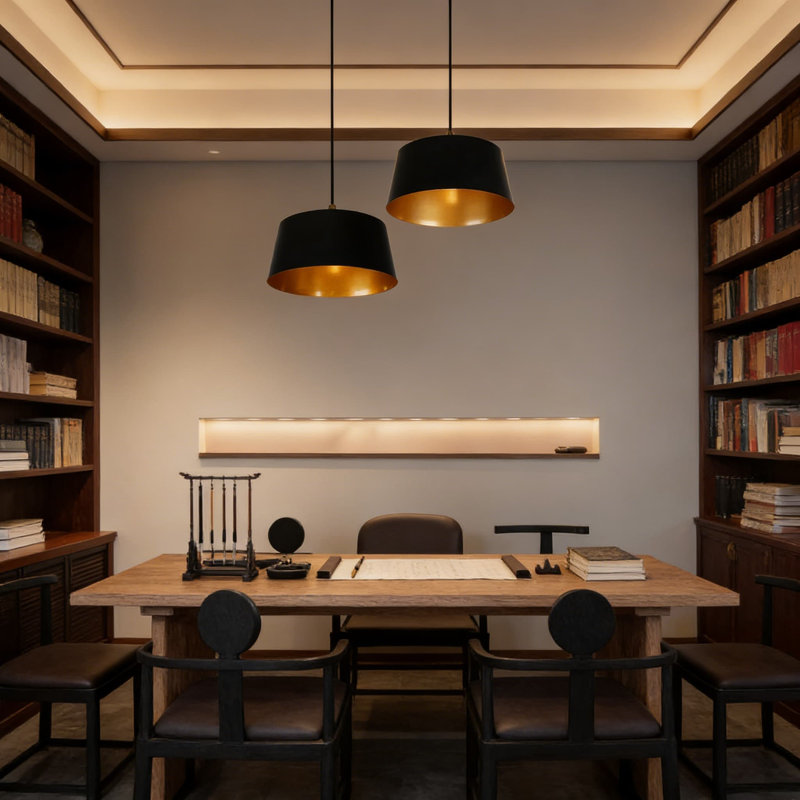 Luminaire suspendu moderne noir et doré avec cordon réglable, abat-jour dôme de 9,8 pouces pour un éclairage ciblé sur un îlot de cuisine, une table de salle à manger et un bar