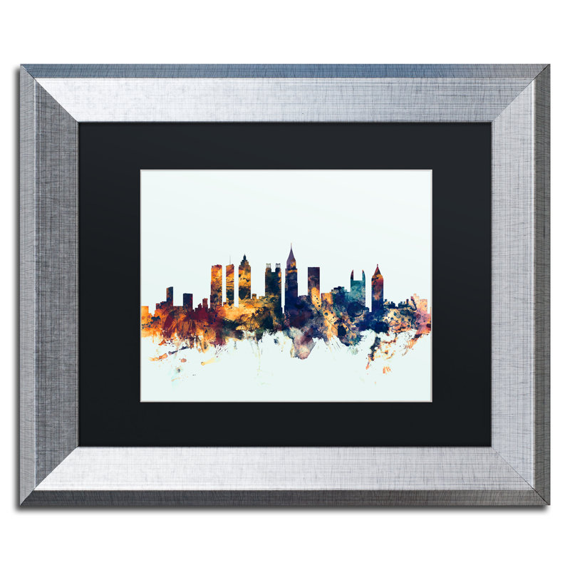 « atlanta georgia horizon blue », impression encadrée sur toile, H 11 po x l 14 po x P 0,5 po, Noir