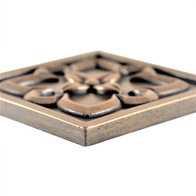 Crown 2'' x 2'' Hand Painted Resin Decorative Accent Tile, Bronze