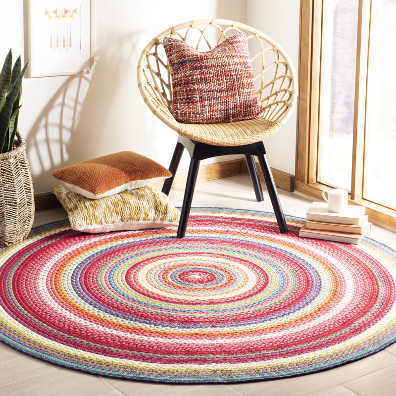 Paulina Hand Woven Performance Machine Washable Geometric Indoor/Outdoor Area Rug, Round 5'
