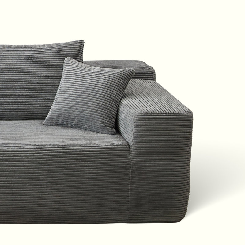 Canapé modulaire rembourré 2 pièces Natick, Accoudoir à gauche (vu de face), Polyester gris