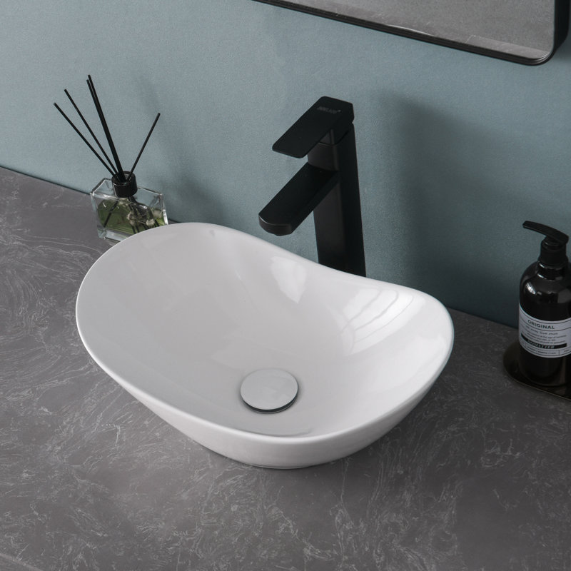 Lavabo de salle de bain vasque ovale en céramique blanche