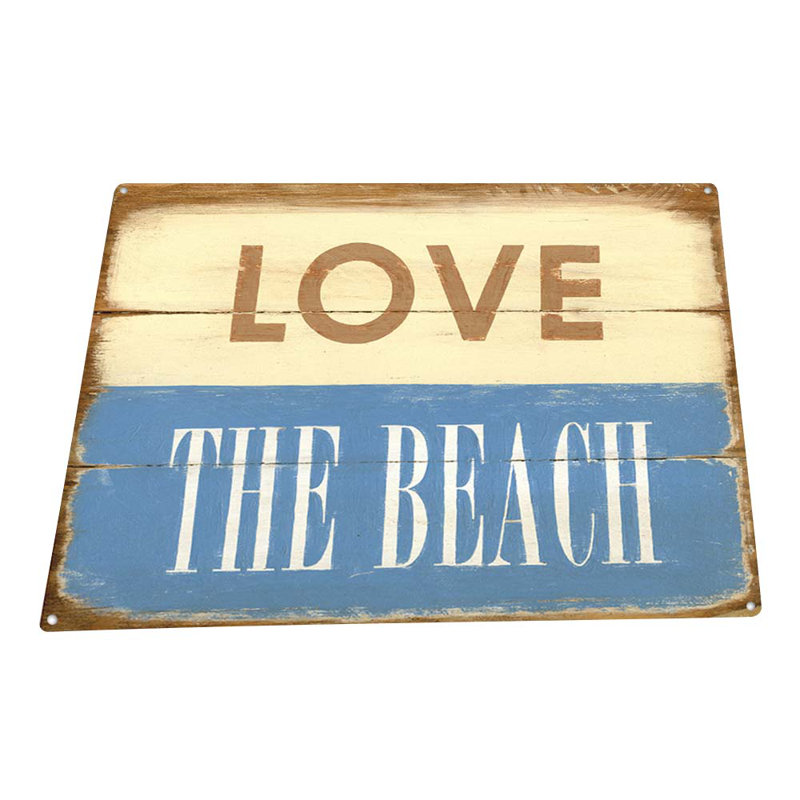 Rustique, amour de la plage sur impression métallique
