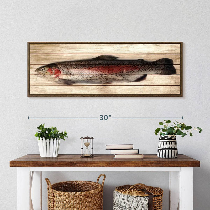 Trout, 31" X 11", Floating Frame Walnut